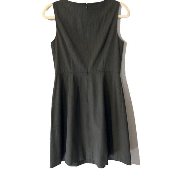 THEORY Dress 6 Gray Pinstripe A Line Pockets Cotton Blend Sleeveless Cotton Wool - Picture 8 of 8